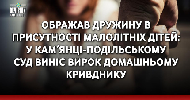 Ображав дружину в присутності малолітніх дітей: у Камʼянці-Подільському суд виніс вирок домашньому кривднику