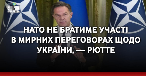 НАТО не братиме участі в мирних переговорах щодо України, — Рютте