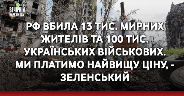 РФ вбила 13 тис. мирних жителів та 100 тис. українських військових. Ми платимо найвищу ціну, - Зеленський