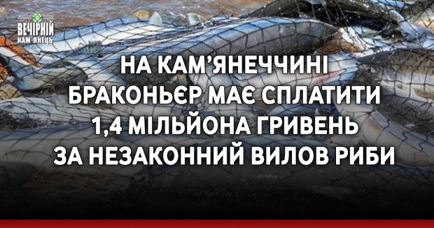 На Кам’янеччині браконьєр має сплатити 1,4 мільйона гривень за незаконний вилов риби