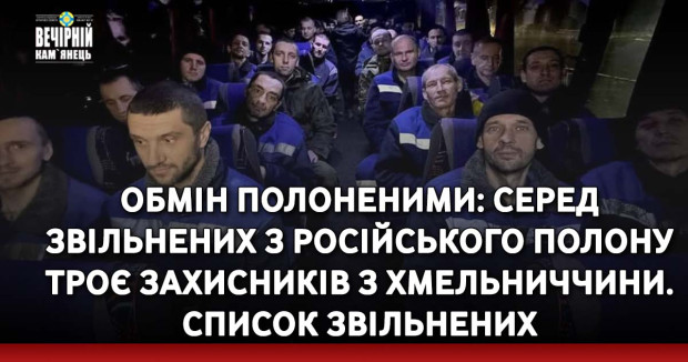 Обмін полоненими: серед звільнених з російського полону троє захисників з Хмельниччини. Список звільнених