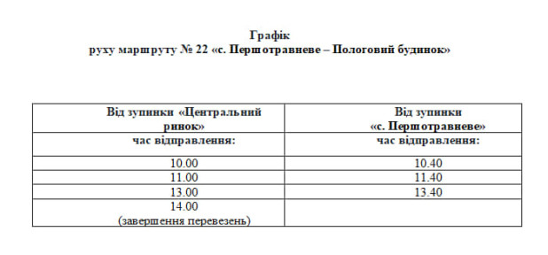 графік рузу автобуса