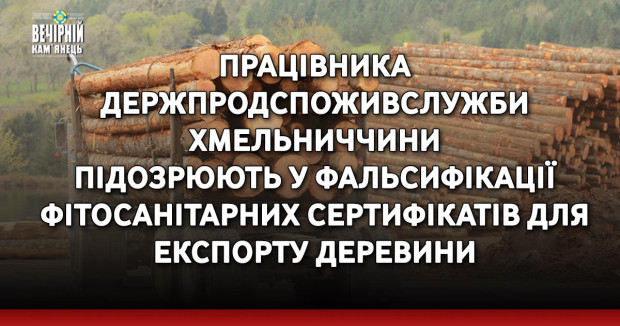 Працівника Держпродспоживслужби Хмельниччини підозрюють у фальсифікації фітосанітарних сертифікатів для експорту деревини