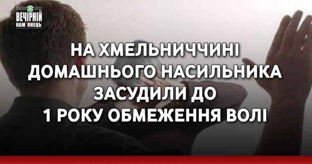 На Хмельниччині домашнього насильника засудили до 1 року обмеження волі